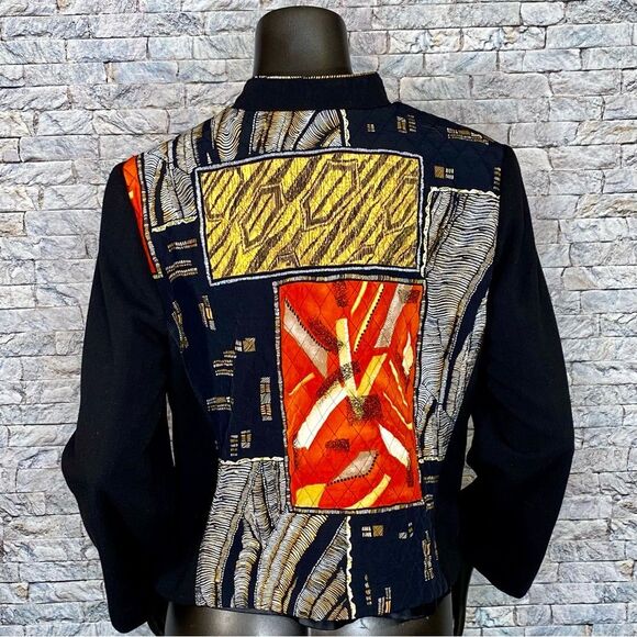 Nancy Bolen Funky Vintage Patchwork Blazer Women's Size Medium Button Down - Picture 3 of 6